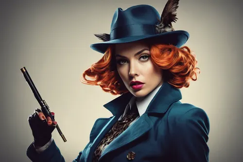 vesper,transistor,woman holding gun,femme fatale,girl with gun,girl with a gun,black hat,retro woman,vintage woman,hat retro,the hat-female,retro women,maureen o'hara - female,bowler hat,spy visual,the hat of the woman,secret agent,pin ups,detective,vintage women,Photography,Artistic Photography,Artistic Photography 05