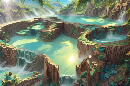 ash falls,wasserfall,water falls,cartoon video game background,water fall,underwater oasis,waterfalls,mountain spring,waterfall,a small waterfall,floating islands,brown waterfall,karst landscape,ravine,fantasy landscape,water spring,green waterfall,aeolian landform,devilwood,falls of the cliff