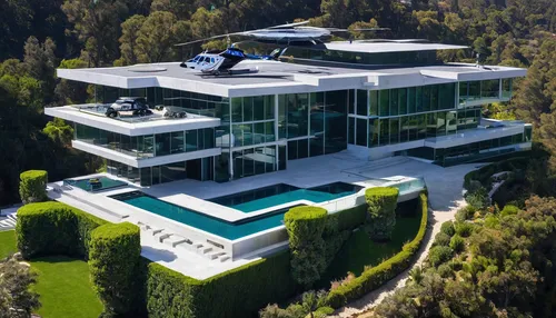 The $250 million Bel Air spec home boasts its own helicopter pad.,mansion,luxury property,luxury home,cube house,luxury real estate,dunes house,crib,modern house,bendemeer estates,modern architecture,