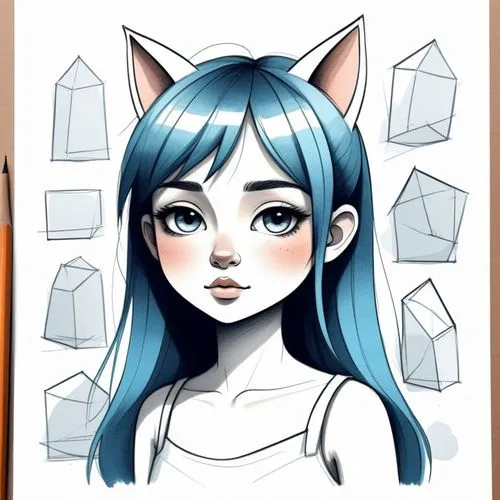 krita,karou,aquamarine,bluestar,wipp,drawing cat