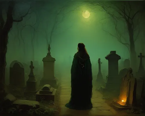 graveyard,burial ground,halloween background,tombstones,halloween illustration,old graveyard,gravestones,grave stones,graves,grave light,life after death,dance of death,cemetary,halloween wallpaper,mortality,sepulchre,resting place,bram stoker,necropolis,grim reaper,Art,Classical Oil Painting,Classical Oil Painting 44