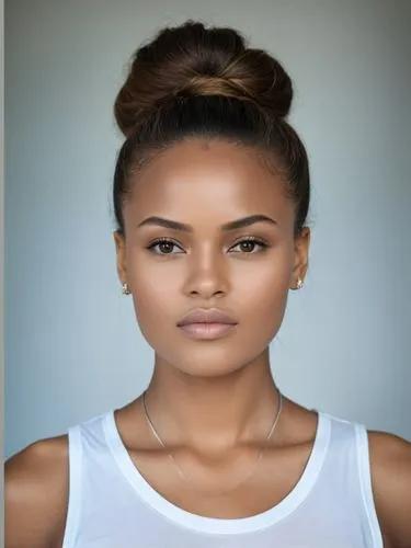 Full-size sample portrait,an african american woman in white top and silver necklace,freema,ethiopian girl,marshallese,eritrean,eritreans,meseret,Photography,General,Realistic