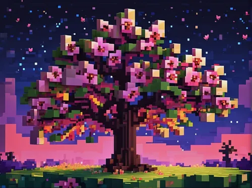 fruit tree,flower tree,blossom tree,pixel art,flourishing tree,mirabelle tree,colorful tree of life,apple tree,penny tree,pixel cube,magic tree,pixel cells,pacifier tree,autumn tree,cherry blossom tree,a tree,apple mountain,blossoming apple tree,blooming tree,cherry tree,Unique,Pixel,Pixel 03