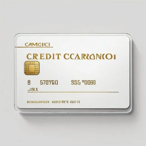 Credit card size template, rectangular shape, 3.5 inches length, 2.1 inches width, white background, glossy finish, embossed numbers and letters, golden font, chip on top right, magnetic stripe on bac