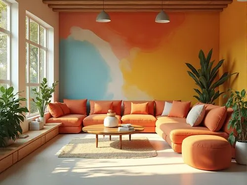 living room,apartment lounge,modern decor,contemporary decor,interior design,livingroom,sitting room,sofa set,interior decor,painted wall,wall paint,mid century modern,sofa,soft furniture,interior decoration,sofas,danish furniture,color wall,warm colors,sofaer,Photography,General,Realistic