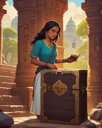 jaya,game illustration,artemis temple,merchant,rupees,indian art,ancient icon,ancient egyptian girl,premier padmini,lakshmi,the ancient world,ancient city,santoor,woman at the well,egyptian temple,courier box,yogananda,radha,treasure chest,dholavira,Illustration,Paper based,Paper Based 01