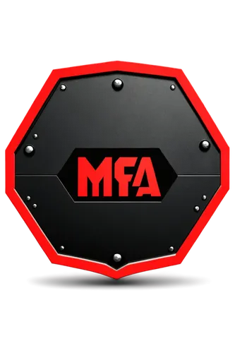 MMA, UFC logo, octagon shape, bold font, red and black color scheme, metallic texture, 3D effect, center composition, low angle shot, dramatic lighting, high contrast, detailed rendering.,mifa,mfa,met