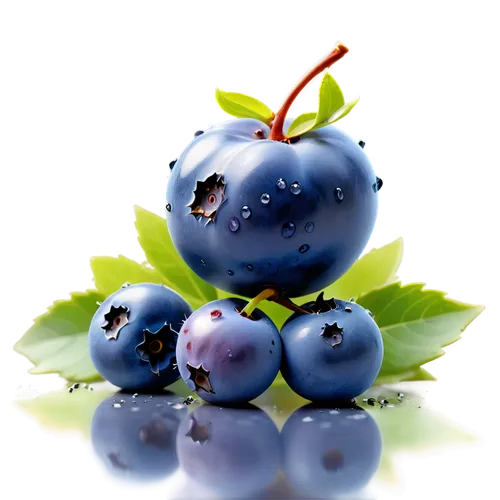 Small blue fruit, blueberry, solo, round shape, plump, glossy surface, tiny seeds visible, morning dew, soft natural light, 3/4 composition, shallow depth of field, warm color tone, cinematic lighting