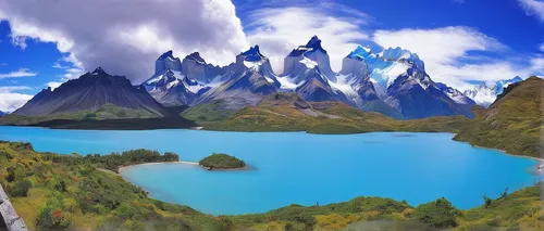 patagonia,chile,torres del paine national park,torres del paine,argentina,andes,south america,new zealand,hare of patagonia,mountainous landscape,panoramic landscape,newzealand nzd,landscape background,north of chile,landscapes beautiful,south island,marvel of peru,glacial lake,glacial landform,heaven lake,Illustration,Abstract Fantasy,Abstract Fantasy 12