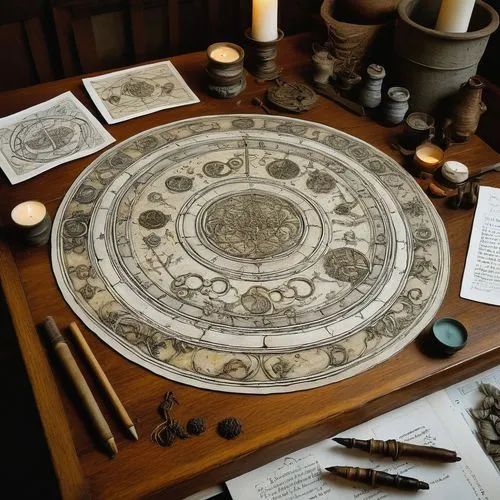 astrologers,scriptorium,carrom,cosmographia,divination,card table,rosicrucians,harmonia macrocosmica,astrologer,dharma wheel,mandala drawing,astrolabes,mandala illustration,stone drawing,sigillum,tabletop,astrolabe,spellbook,marquetry,rosicrucianism,Illustration,Paper based,Paper Based 29