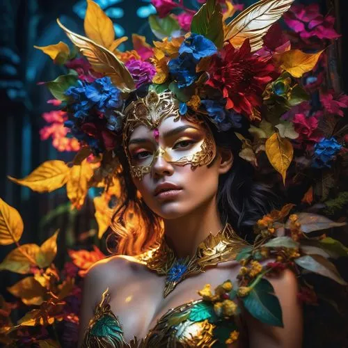 faerie,diwata,masquerade,faery,fairie,fantasy portrait,flower fairy,beltane,fae,venetian mask,fairy peacock,golden wreath,adarna,titania,garden fairy,dryad,amazonica,brazil carnival,fairy queen,girl in a wreath,Photography,Artistic Photography,Artistic Photography 08