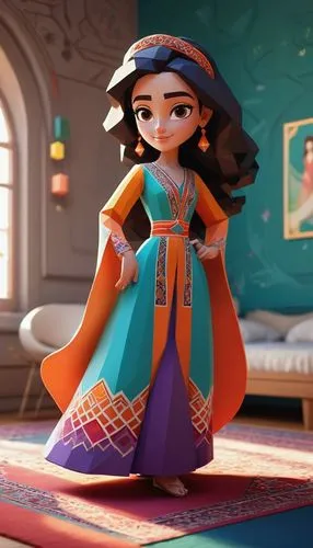 anarkali,agrabah,esmeralda,jasmine,gothel,maharani,Unique,3D,Low Poly