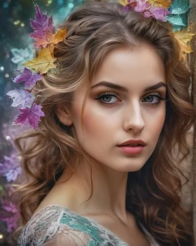 beautiful girl with flowers,girl in flowers,faery,margairaz,faerie,romantic portrait,Photography,General,Fantasy