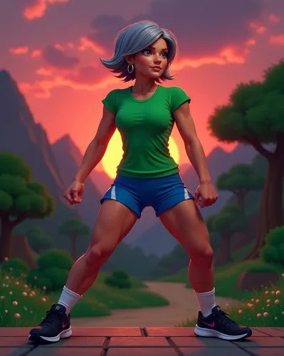 female runner,okagbare,dusk background,runyonesque,dora,sports girl,muscle woman,ramirez,workout icons,running,tabata,owei,3d render,fortnight,shadman,sonika,susanthika,minebea,game art,low poly