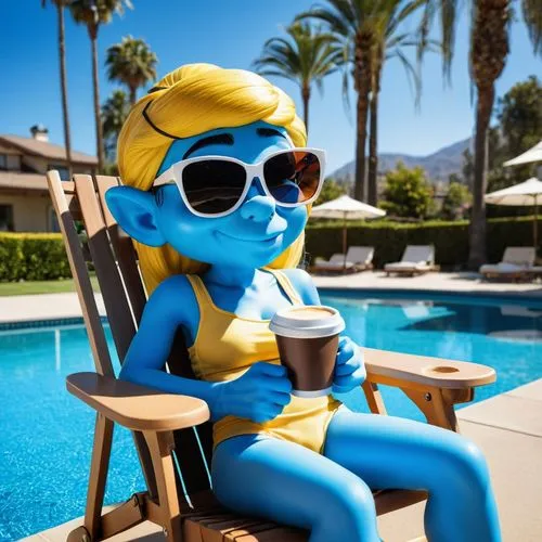 smurf figure,sip,agua de valencia,woman drinking coffee,orangina,hot lemon,tea zen,poolside,cosplay image,ice lemon tea,coffee break,cold drink,have a drink,blue coffee cups,lemonsoda,blu,banana dolphin,dolphin bananas,keep cool,lemonade