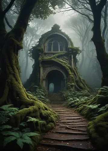 witch's house,house in the forest,abandoned place,witch house,ancient house,abandoned places,lost place,forest chapel,forest house,myst,lostplace,haunted forest,abandoned house,lost places,ghost castle,ancient ruins,moss landscape,abandoned,fairy house,fantasy picture,Conceptual Art,Oil color,Oil Color 12