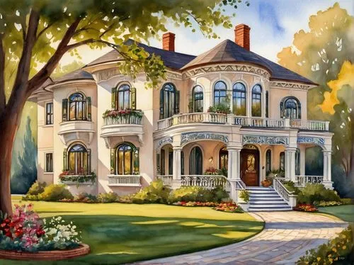 victorian house,victorian,house painting,beautiful home,two story house,old victorian,country estate,dreamhouse,country house,villa,private house,houses clipart,home landscape,maplecroft,woman house,large home,house in the forest,forest house,sylvania,house drawing,Illustration,Paper based,Paper Based 24