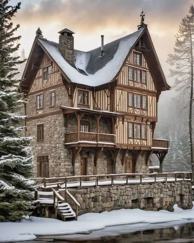 house in the mountains,house in mountains,winter house,peles castle,winterplace,auberge,hameau,chalet,timber framed building,gstaad,highstein,vail,cauterets,alsace,half-timbered house,tremblant,swiss house,snow house,franconian switzerland,villard,Art,Artistic Painting,Artistic Painting 01