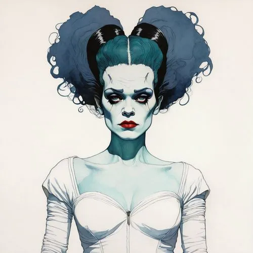 Bride of Frankenstein ,amidala,villainess,thrawn,pierrot,rhps,mesmero,Illustration,Paper based,Paper Based 19