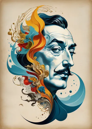 el salvador dali,dali,adobe illustrator,illustrator,psychedelic art,vector graphics,the american indian,smoke art,christopher columbus,chonmage,artist color,ulysses,shamanism,self hypnosis,vector graphic,steam icon,sci fiction illustration,creative spirit,bonobo,wpap,Unique,Design,Logo Design