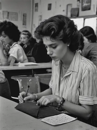 woman holding a smartphone,women in technology,girl at the computer,vintage 1950s,1940 women,1950s,typewriting,retro women,1955 montclair,telephone operator,model years 1960-63,telegram,girl studying,50's style,1950's,50s,child writing on board,correspondence courses,fifties,vintage embroidery,Photography,Black and white photography,Black and White Photography 14