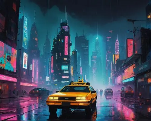 bladerunner,cyberpunk,cityscape,colorful city,urban,synth,brum,neon,3d car wallpaper,cybercity,car wallpapers,yellow car,tokyo city,beautiful wallpaper,cyberscene,neon arrows,shanghai,fantasy city,futuristic,noir,Art,Artistic Painting,Artistic Painting 51