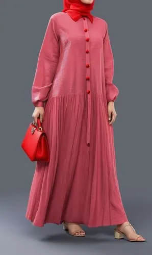 3d fashion drawing for Muslim hejab with pilesee with red dress ,a woman in a long red dress stands with a purse,umbridge,babushka doll,kawakubo,lenderman,burqa,purdah,Photography,General,Realistic