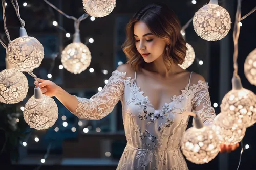 fairy lights,romantic look,fairy lanterns,string lights,white winter dress,garland of lights,angel lanterns,lights,lights serenade,vintage dress,embellished,evening dress,tea-lights,hanging lantern,illuminated lantern,bokeh lights,cocktail dress,party dress,luminous garland,vintage lantern,Unique,3D,Isometric