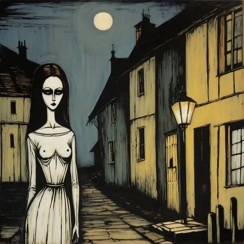 nightdress,the girl in nightie,hitchman,night scene,girl in a long dress,orona,Art,Artistic Painting,Artistic Painting 01