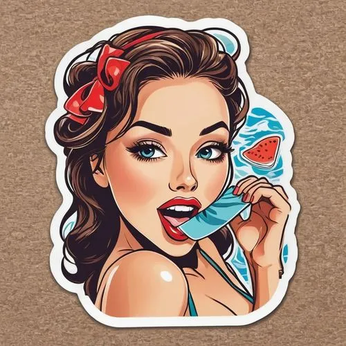 retro pin up girl,watercolor pin up,valentine pin up,pin up girl,retro pin up girls,pin-up girl,Unique,Design,Sticker