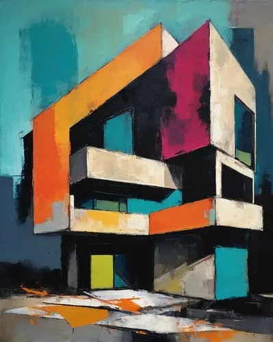 savoye,mondriaan,casgrain,bauhaus,mondrian,breuer,apartment house,corbu,hejduk,house painting,cube house,contemporary,kundig,an apartment,feitelson,apartment building,apartment block,neutra,nevelson,constructivist,Conceptual Art,Oil color,Oil Color 20