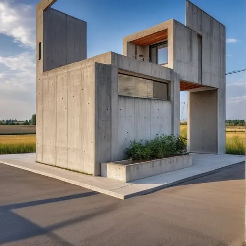 house with a concrete structure apparently in a high purchasing power subdivision ,exposed concrete,concrete construction,concrete blocks,cubic house,concrete,concrete wall,modern architecture,cement 