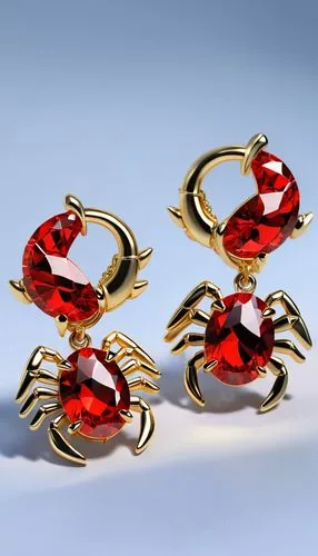 khuyên tai vàng đá pha lê hình con bọ cạp màu đỏ tươi ,scarabs,garnets,diadem spider,marquises,mouawad,jewelries,rubies,pendentives,jagirs,black-red gold,enamelled,pendants,jewellery,princess' earring