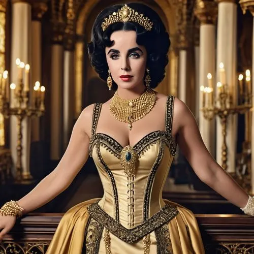 elizabeth taylor-hollywood,elizabeth taylor,queen cage,cleopatra,mary-gold,queen,dita,miss circassian,queen of hearts,dita von teese,venetia,gold jewelry,queen bee,queen of the night,gold crown,queen s,vanity fair,regal,cepora judith,bodice