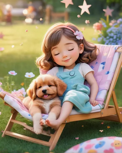 girl with dog,cute cartoon image,children's background,playing puppies,boy and dog,girl lying on the grass,cute puppy,lilo,puppy pet,cute cartoon character,baby and teddy,little boy and girl,dog illustration,puppies,playing dogs,dream world,shih tzu,baby stars,companion dog,girl and boy outdoor,Illustration,Japanese style,Japanese Style 01