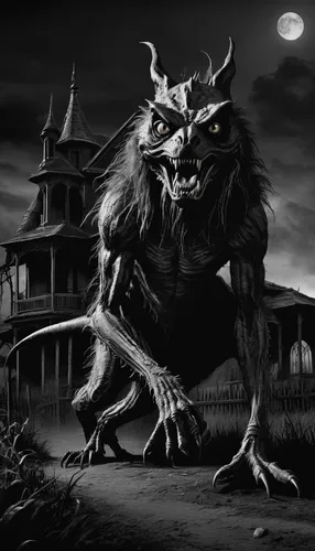 krampus,werewolf,werewolves,frankenweenie,dark art,supernatural creature,the haunted house,wolfman,barong,halloween illustration,haunted house,haunted castle,witch house,devilwood,halloween background,howling wolf,gargoyles,dark gothic mood,nocturnal,daemon,Photography,Black and white photography,Black and White Photography 11