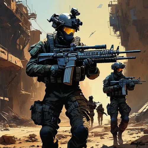 commandos,mercenaries,firefight,patrols,spetsnaz,infantry,nzsas,game illustration,firefights,commandoes,gunrunners,berdos,unsc,guardsmen,spaceguard,siege,killzone,recruits,battalion,deployment,Conceptual Art,Sci-Fi,Sci-Fi 01