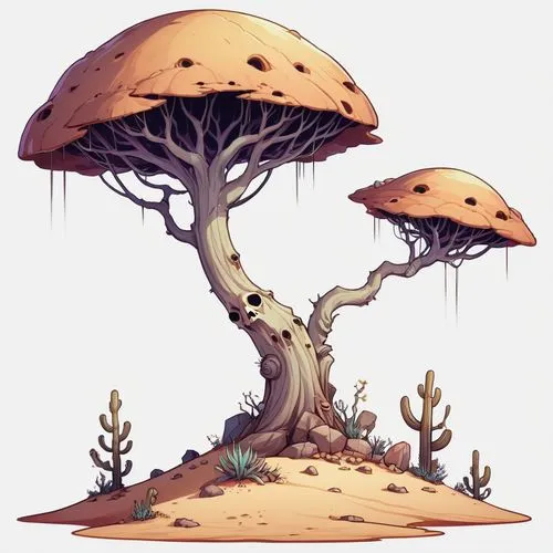 tree mushroom,mushroom landscape,mushroom island,mushroom type,forest mushroom,armillaria,Illustration,Abstract Fantasy,Abstract Fantasy 11