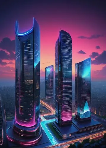 cybercity,futuristic landscape,futuristic architecture,cyberport,cybertown,skyscrapers,guangzhou,city skyline,fantasy city,urban towers,megacorporations,megapolis,futuristic,cityscape,sky space concept,colorful city,futurist,astana,monoliths,microdistrict,Art,Artistic Painting,Artistic Painting 29