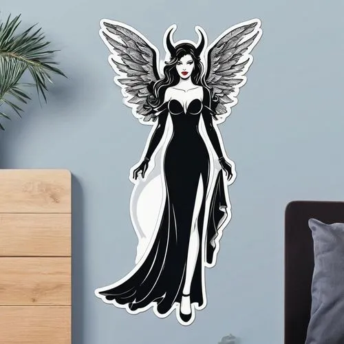 wall decor,the angel with the veronica veil,wood angels,angel figure,retro paper doll,vintage angel,fashion vector,fairy tale icons,butterfly clip art,angel statue,wall decoration,evil fairy,butterfly vector,virgo,black angel,maleficent,silhouette art,baroque angel,hekate,decal,Unique,Design,Sticker