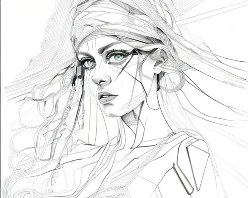 big green eyes ,a girl with blue eyes and hair is depicted in this drawing,prelimary,wipp,anchoress,lineart,underdrawing,scribbly,Design Sketch,Design Sketch,None