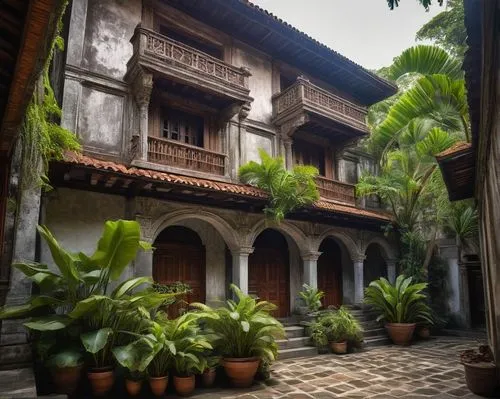 javanese traditional house,haveli,old colonial house,courtyards,intramuscularly,intramuros,prithvi,inside courtyard,shophouses,traditional building,courtyard,zona colonial,old architecture,parador,hoian,colaba,neemrana,bahay,ubud,hacienda,Conceptual Art,Fantasy,Fantasy 13