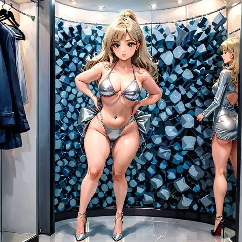 kotobukiya,3d figure,gyaru,cagliostro,christmas figure,doll looking in mirror,Anime,Anime,General