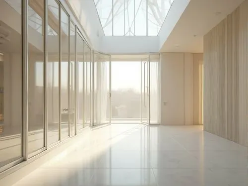 hallway space,daylighting,3d rendering,penthouses,luxury home interior,render,hallway,interior modern design,glass wall,electrochromic,renderings,glass facade,revit,foyer,home interior,white room,sunroom,entrance hall,contemporary decor,core renovation,Photography,General,Realistic