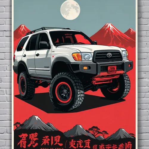 toyota 4runner,isuzu trooper,4 runner,toyota land cruiser,toyota fj cruiser,suzuki jimny,toyota tacoma,subaru rex,toyota hilux,ford bronco,nissan xterra,ford bronco ii,mitsubishi endeavor,mitsubishi pajero,mitsubishi l300,poster mockup,toyota land cruiser prado,jeep cherokee,mercedes-benz g-class,off road vehicle,Illustration,Vector,Vector 05