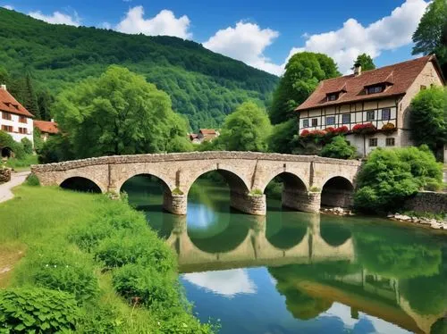 franconian switzerland,alsace,styria,lower franconia,switzerlands,wupper,konjic,kreuznach,franconian,neckar,reuten,pont,franconia,lohr,rombach,highstein,visegrad,austria,fribourg,stone bridge,Photography,General,Realistic