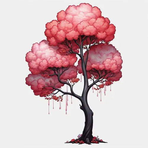 sakura tree,cherry tree,cherry blossom tree,blossom tree,painted tree,crabapple,Illustration,Abstract Fantasy,Abstract Fantasy 11