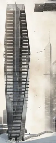 tower megalopolis section based on altered carbon,a tall building sitting on the side of a snow covered mountain,futuristic architecture,arcology,mubadala,supertall,lexcorp,azrieli,Conceptual Art,Sci-