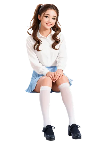 girl on a white background,girl sitting,school uniform,knee-high socks,little girl dresses,baby & toddler clothing,children's photo shoot,school clothes,female doll,child is sitting,anime japanese clothing,child model,doll shoes,sewing pattern girls,school skirt,child girl,sports uniform,children's background,doll figure,japanese doll,Unique,Design,Sticker