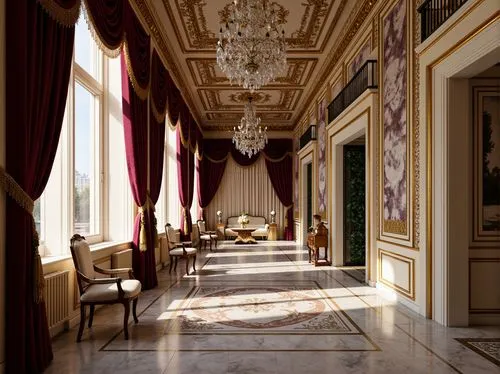 ornate room,royal interior,neoclassical,enfilade,cochere,ritzau,gustavian,baccarat,hallway,anteroom,lanesborough,interiors,parlor,ballrooms,entrance hall,ballroom,neoclassic,baglione,grandeur,empty interior